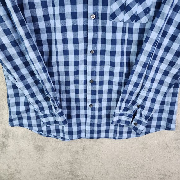 Men's Marc Ecko Shirt Blue Checkered Button-Up Long Sleeve Size XL - Picture 3 of 11